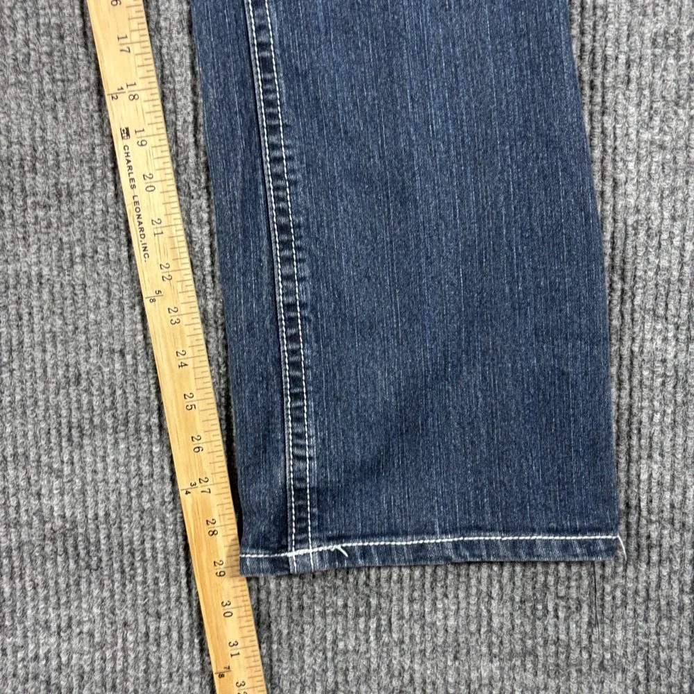 DO Denim Bootcut Jeans Womens 14 Dark Blue Thick Stitch Flap Pocket Y2K Style - Picture 7 of 15